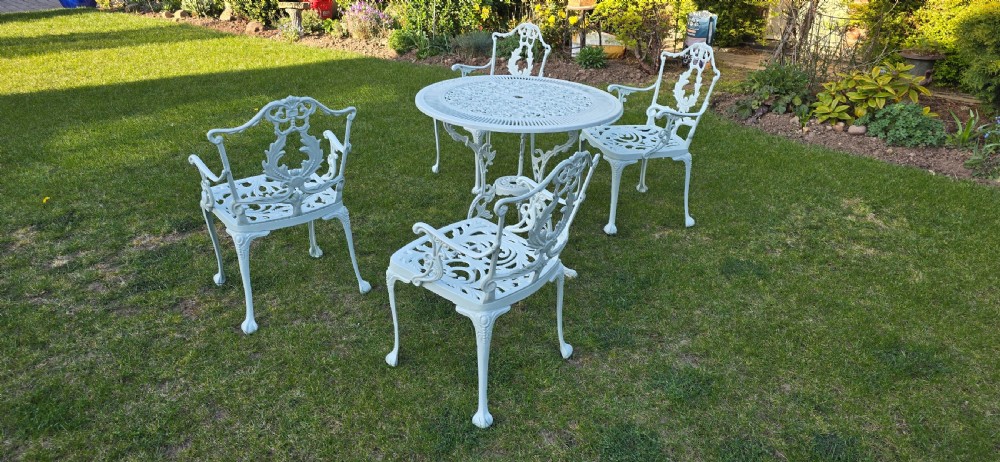 Superb Rare Refinished Patio Table & Four Chairs View X
