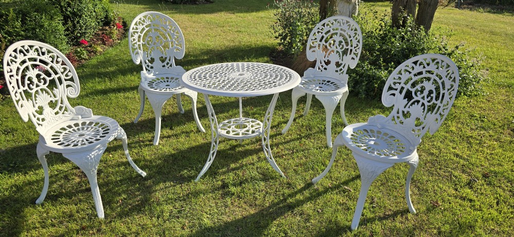 Cast Iron Garden Conservatory Set of Four Chairs and Table View II