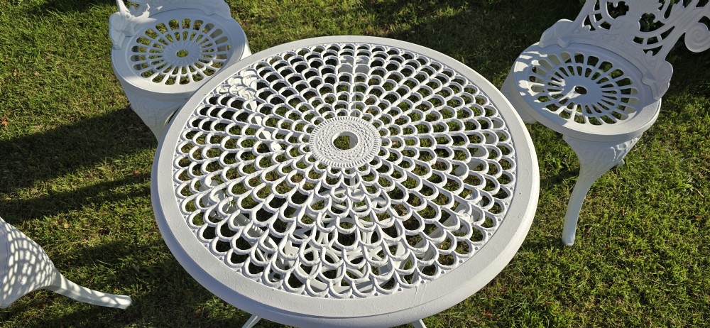 Cast Iron Garden Conservatory Set of Four Chairs and Table View V