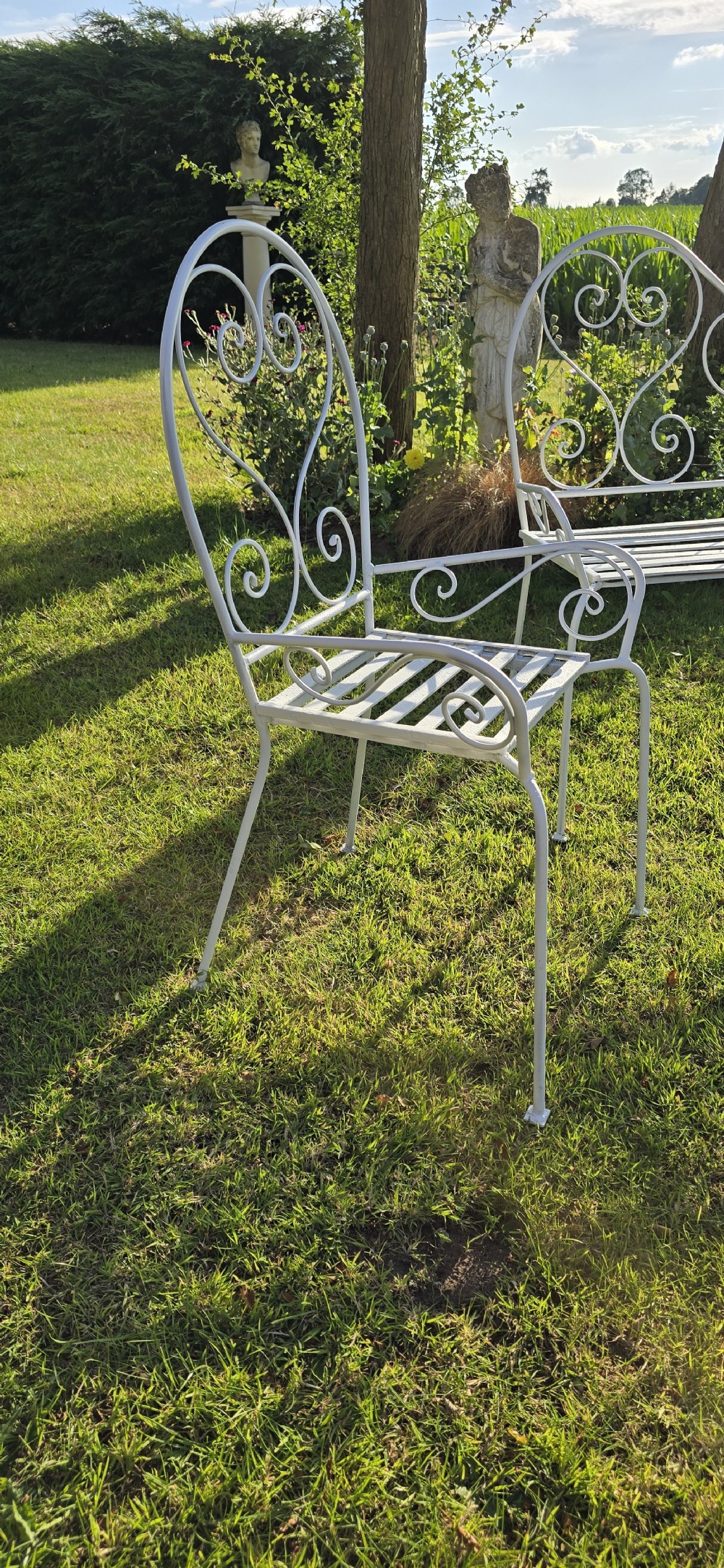 Wrought Iron Bench and Two Chairs View VII