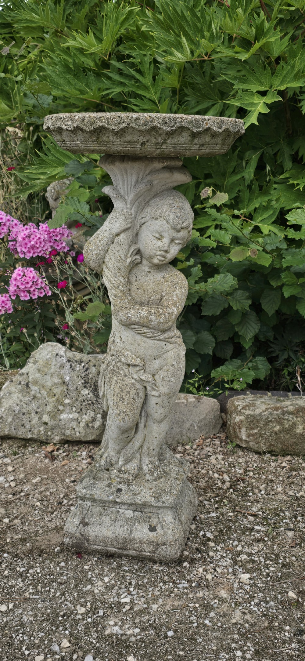 Good Weathered Stone Bird Bath View II