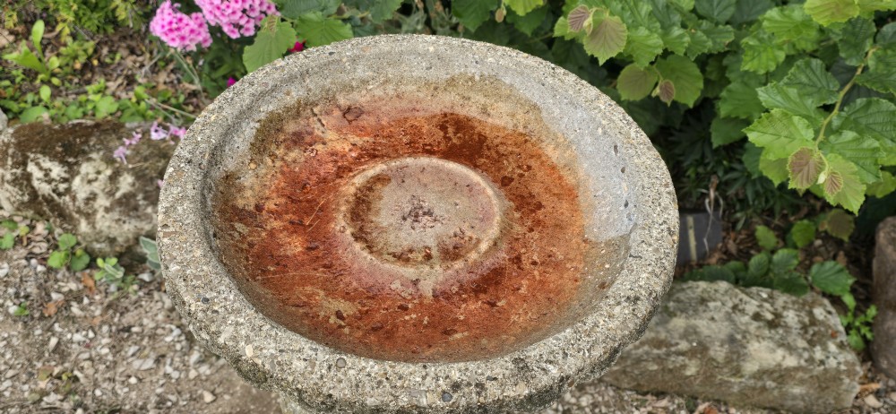 Good Weathered Stone Bird Bath View III