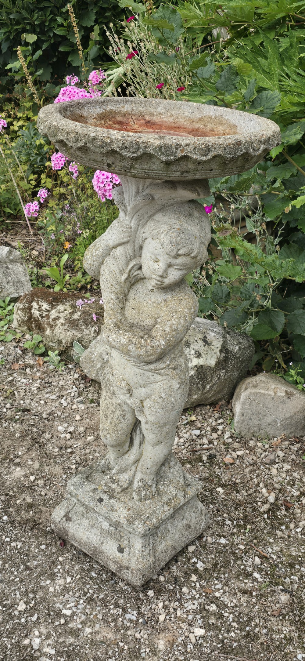 Good Weathered Stone Bird Bath View IV