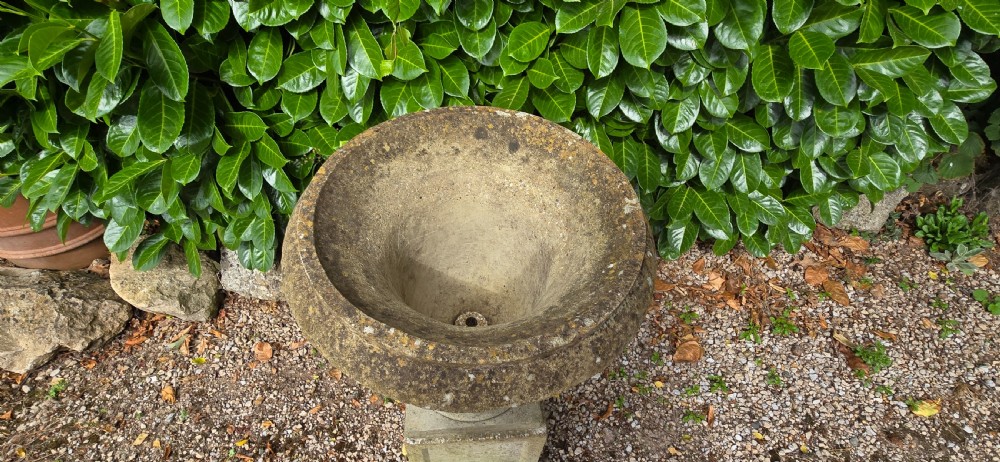 Good Weathered Garden Urn on Pedestal View III