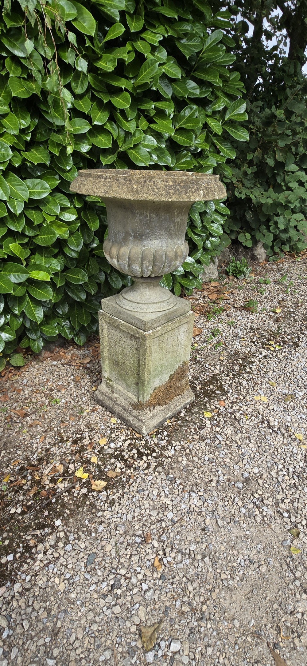Good Weathered Garden Urn on Pedestal View IV