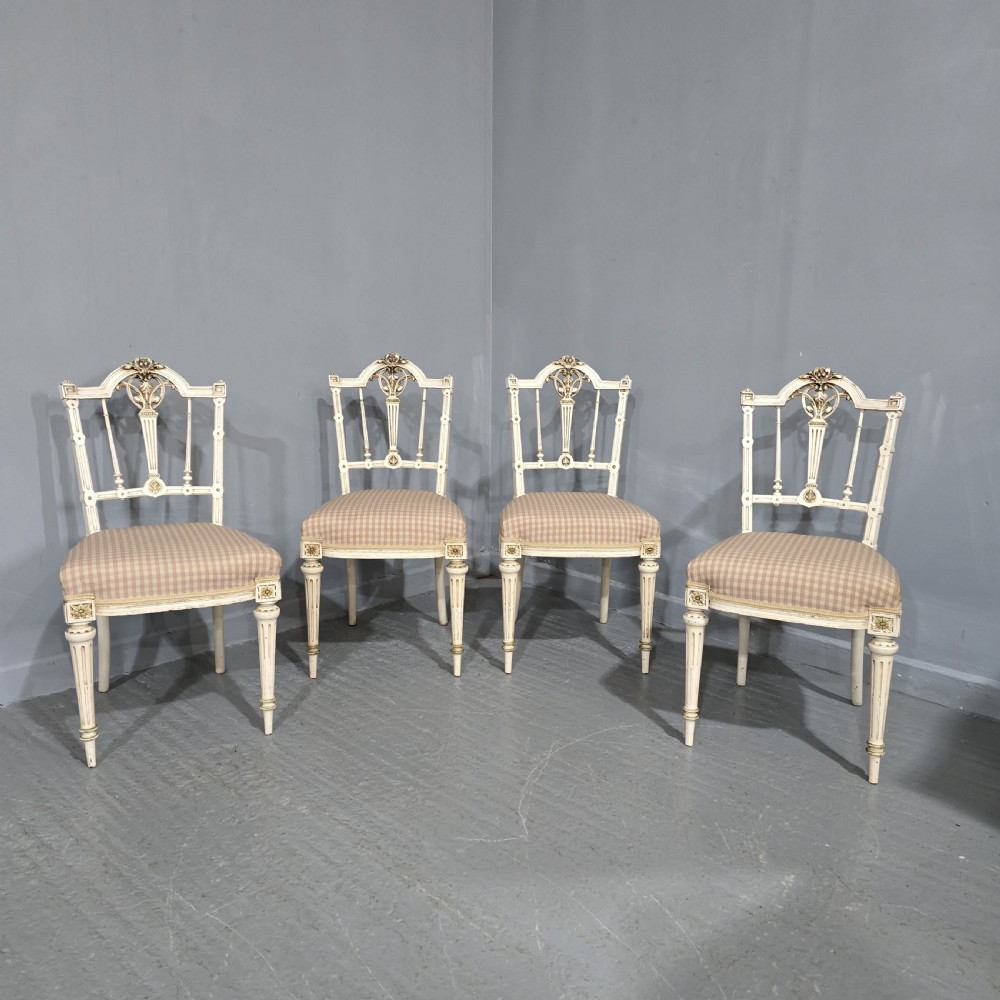 Good Set French Painted Dining Chairs