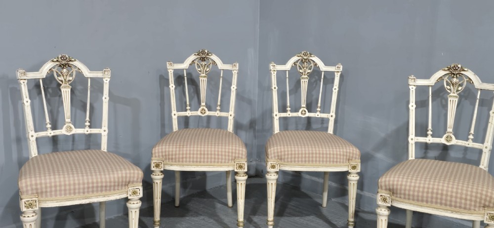 Good Set French Painted Dining Chairs View II