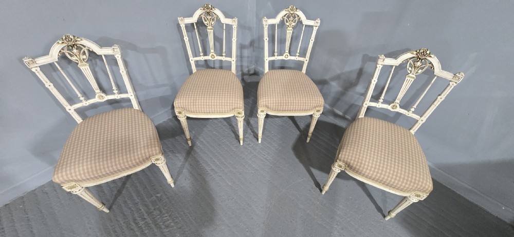 Good Set French Painted Dining Chairs View V