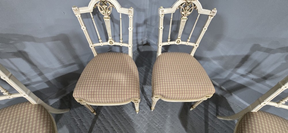 Good Set French Painted Dining Chairs View VI