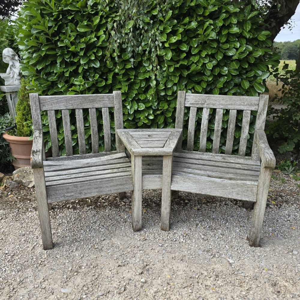 Silvered Double Garden Bench