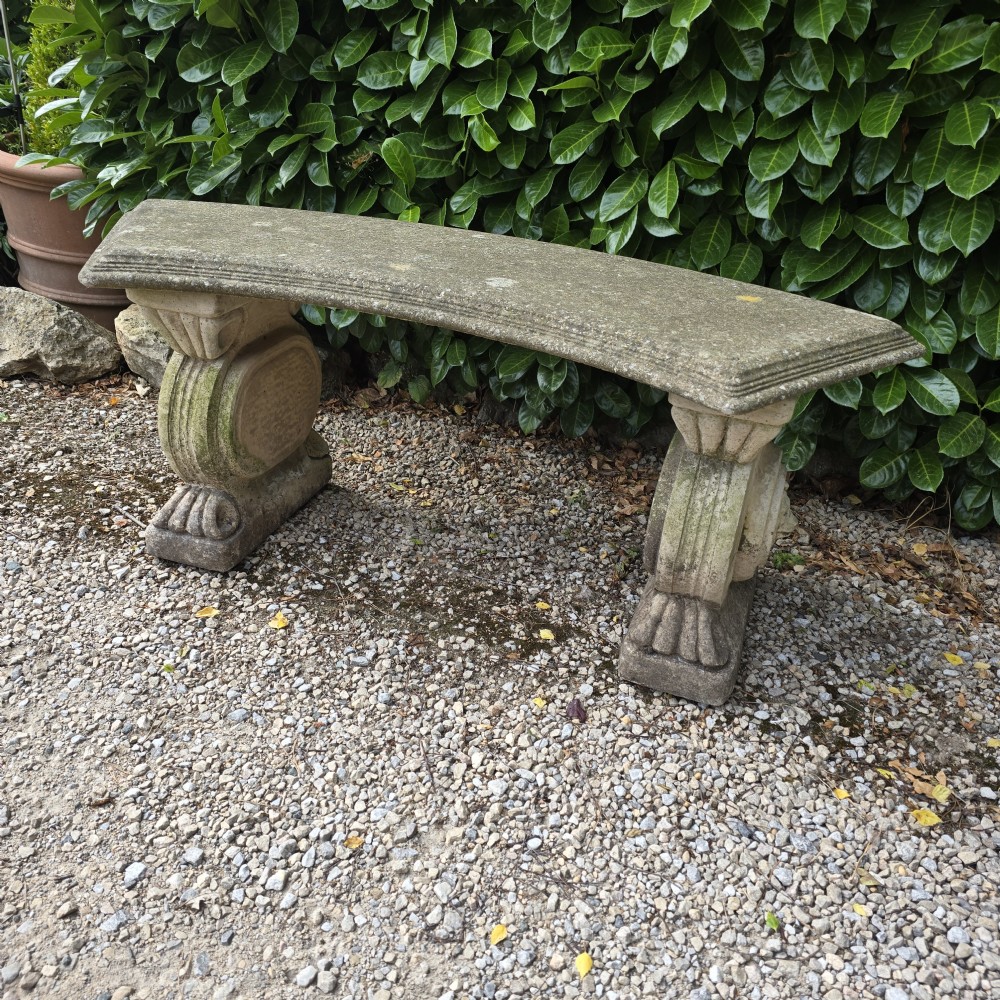 Curved Stone Garden Bench