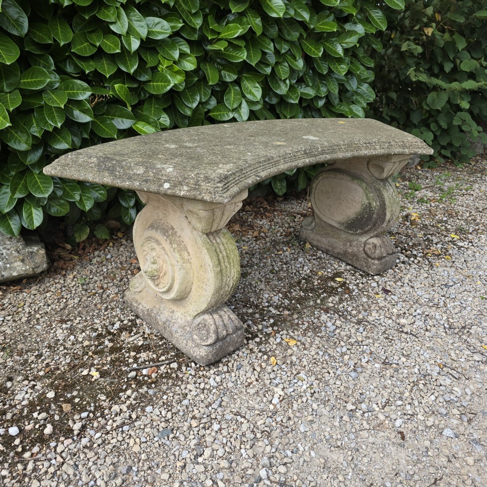 Curved Stone Garden Bench View II