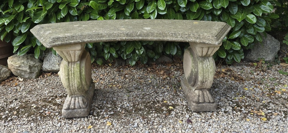 Curved Stone Garden Bench View III