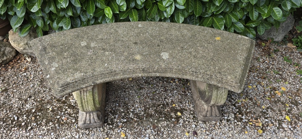 Curved Stone Garden Bench View IV