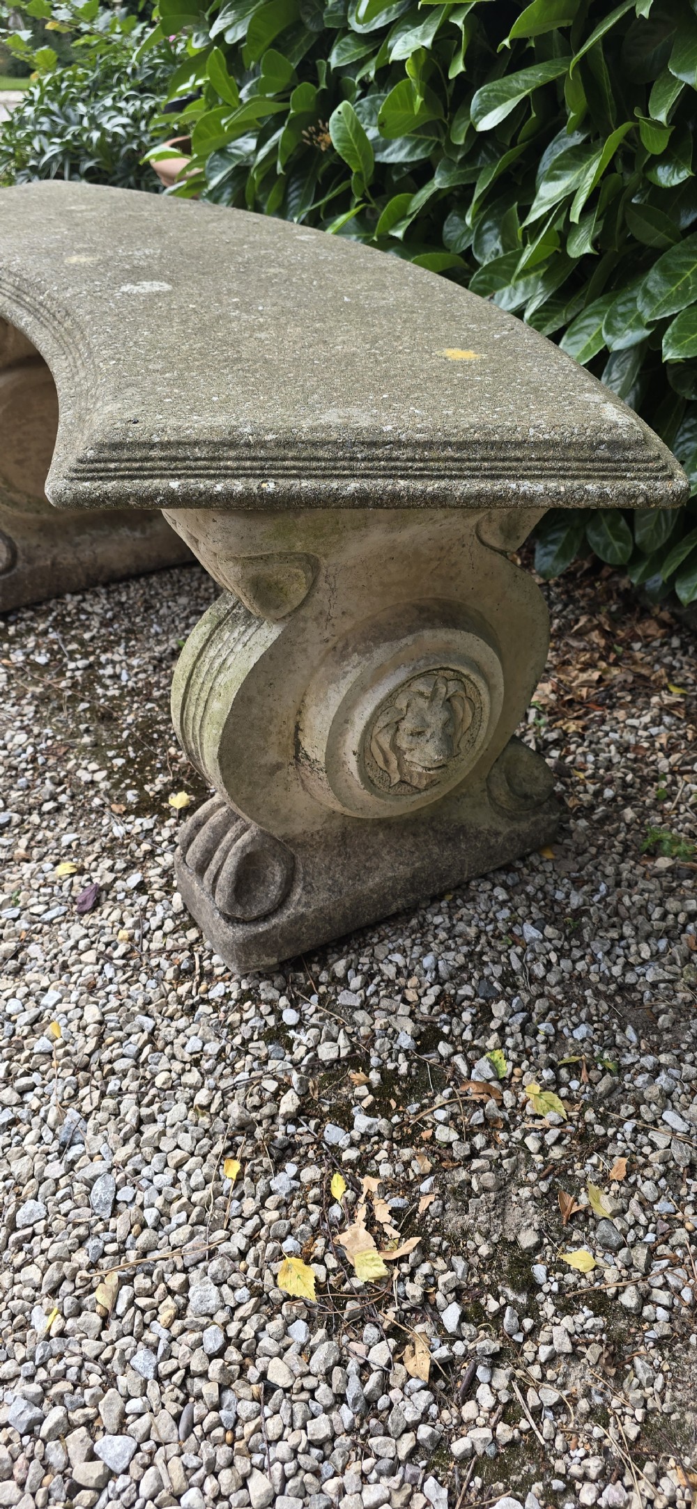 Curved Stone Garden Bench View V