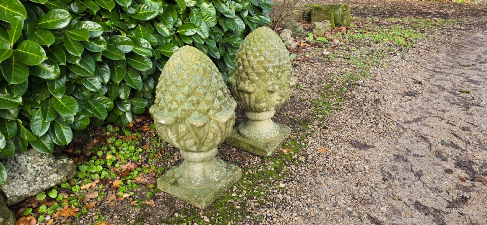 Pair Large Architectural Post Acorn Finials View II