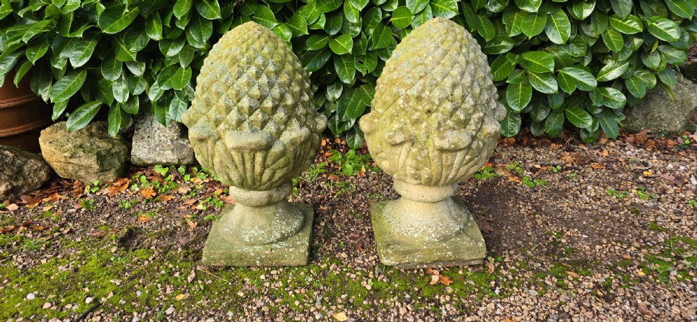 Pair Large Architectural Post Acorn Finials View III