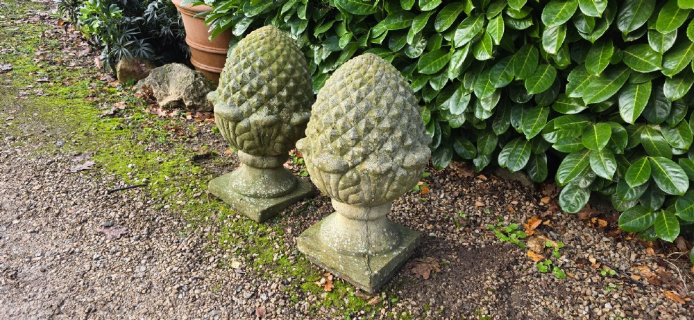 Pair Large Architectural Post Acorn Finials View V