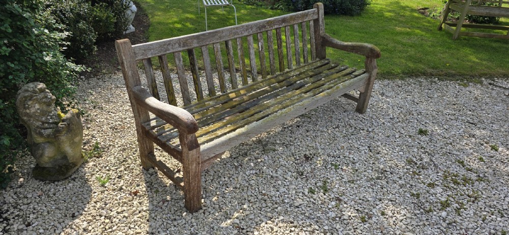 Large Silvered Teak Garden Bench View III