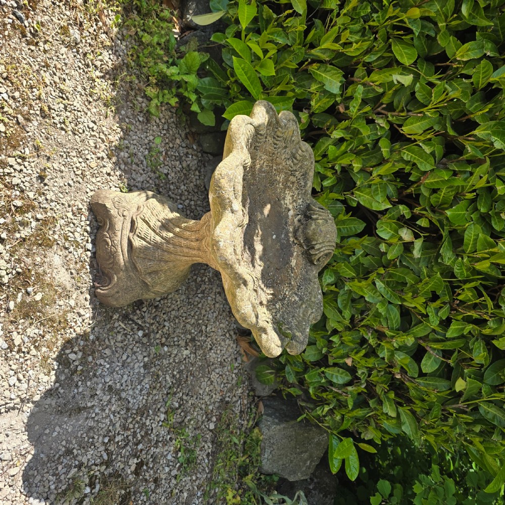 Very Pretty Well Weathered Stone Bird Bath View II