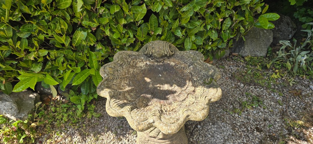 Very Pretty Well Weathered Stone Bird Bath View III