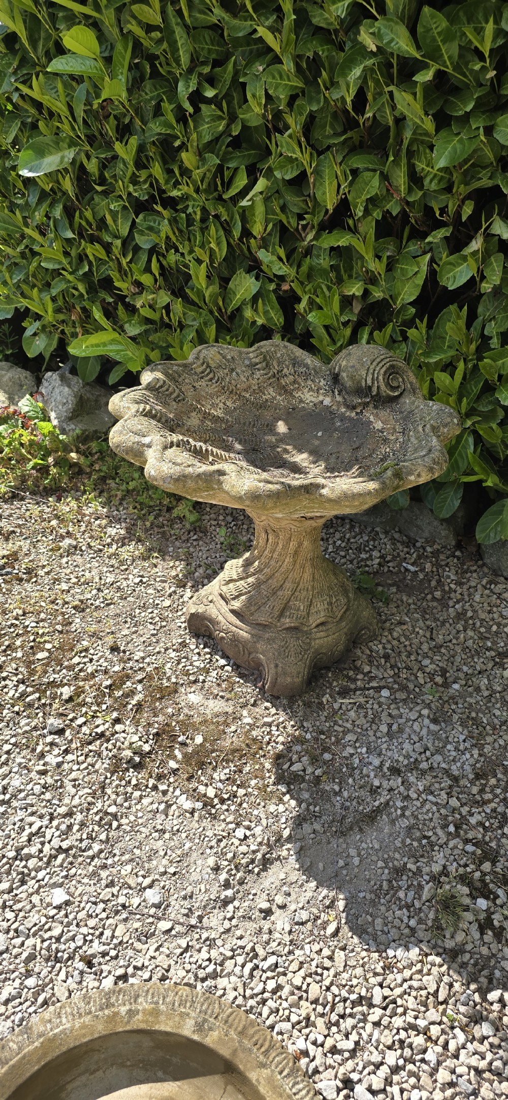 Very Pretty Well Weathered Stone Bird Bath View VI