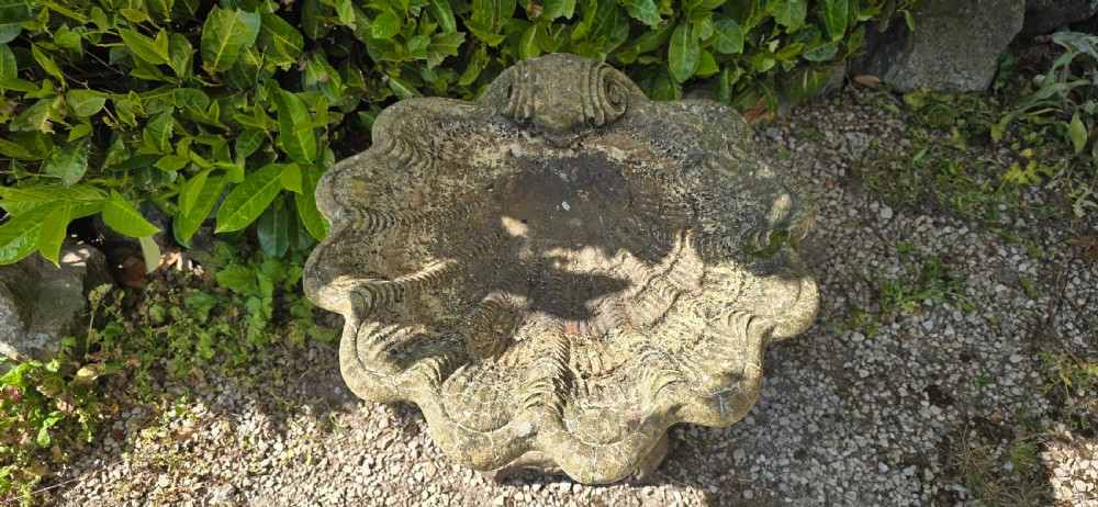 Very Pretty Well Weathered Stone Bird Bath View VIII