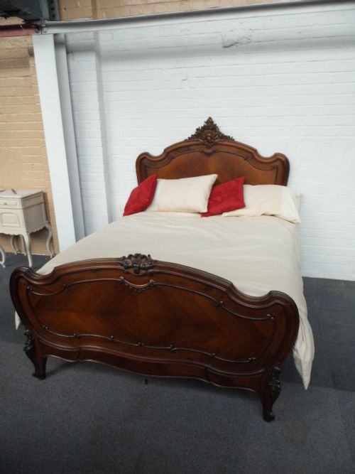 rosewood french bed with fitted base - CATEGORY: ANTIQUE BEDS - DATED 1880