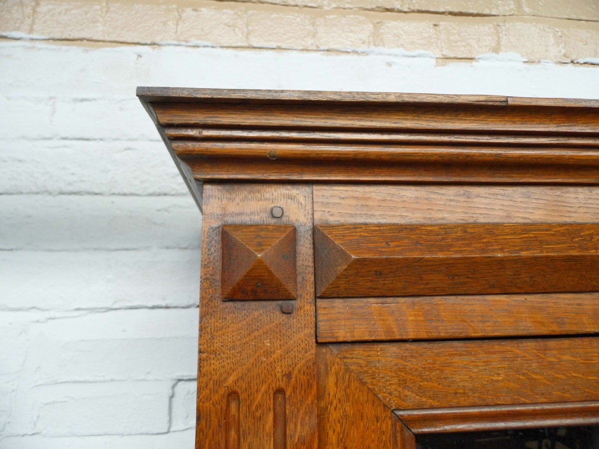  FRENCH OAK BOOKCASE WITH GLAZED DOORS AND PANELLED DOORS View III