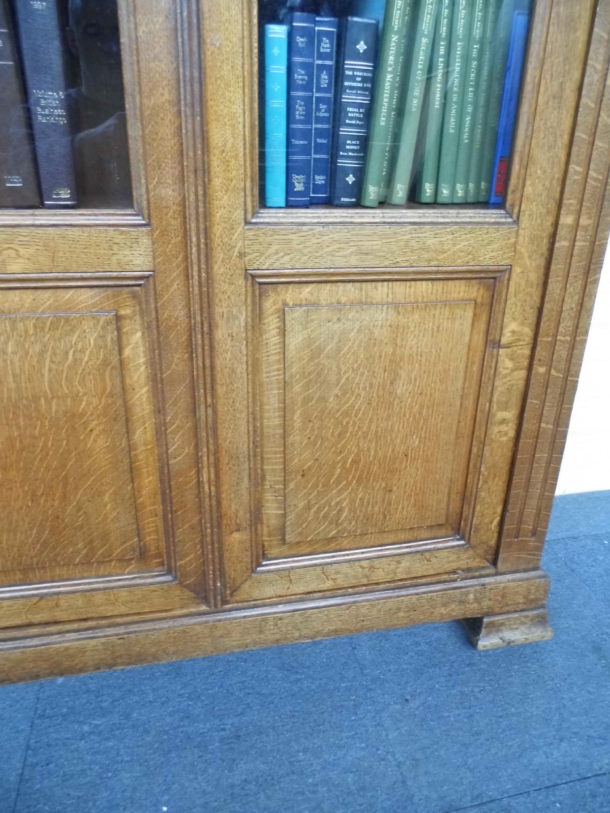  FRENCH OAK BOOKCASE WITH GLAZED DOORS AND PANELLED DOORS View IV