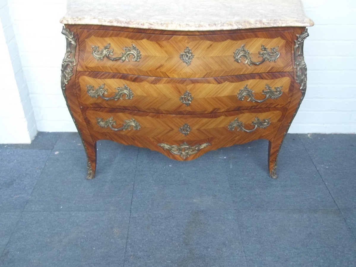 MARBLE TOP INLAID FRENCH COMODE. View V