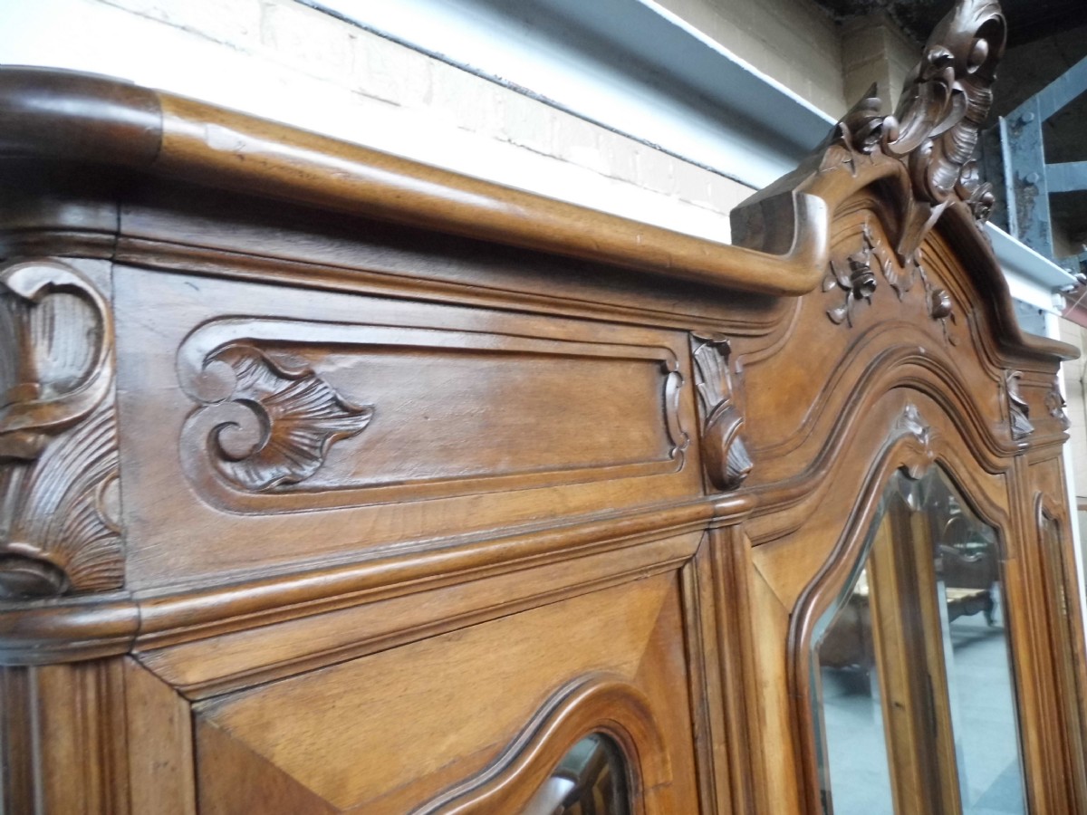 LARGE TRIPLE WALNUT FRENCH ARMOIRE View II