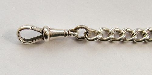 fig 1. Antique 1883 English silver watch albert and fob