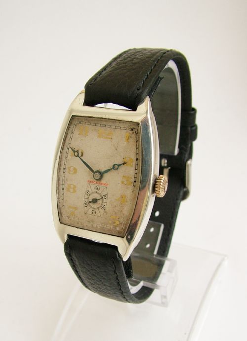 fig 1. Gents vintage watch, 1930 Dimier Freres & Cie silver mens wrist watch