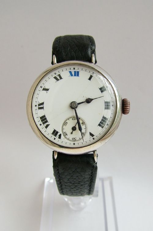 Antique Gents Ww1 1915 Silver Trench Watch