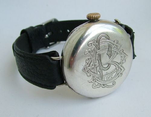 1917 Ww1 Silver Officer's Full Hunter Trench Watch