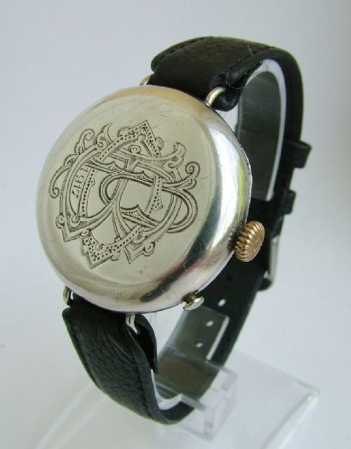 fig 2. 1917 WW1 silver Officer's full hunter trench watch