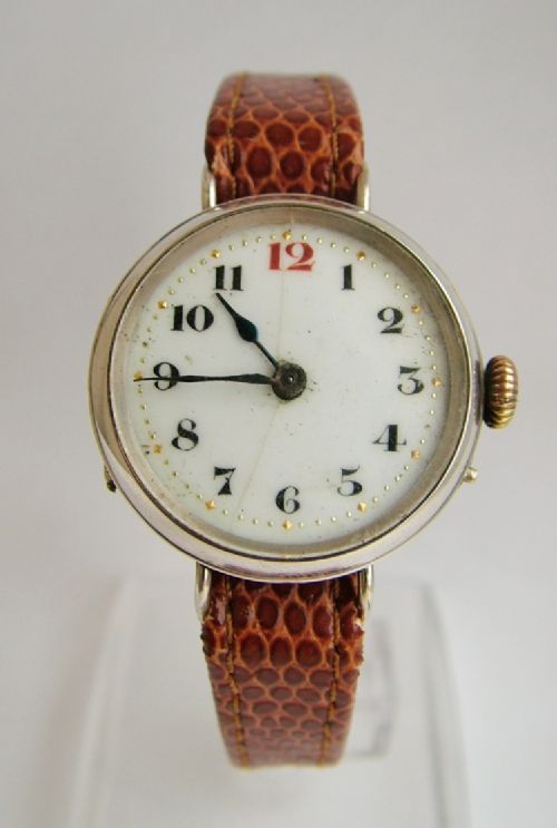 fig 1. Lady's silver trench watch, 1914