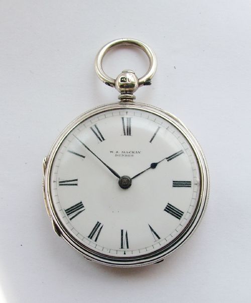 fig 1. Antique silver fusee fob watch, W S Mackay Dundee 1867