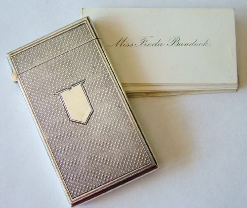Antique English Silver Card Case with Cards, 1878