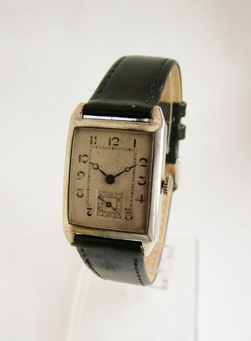 fig 1. 1924 silver Art Deco hand winding wrist watch