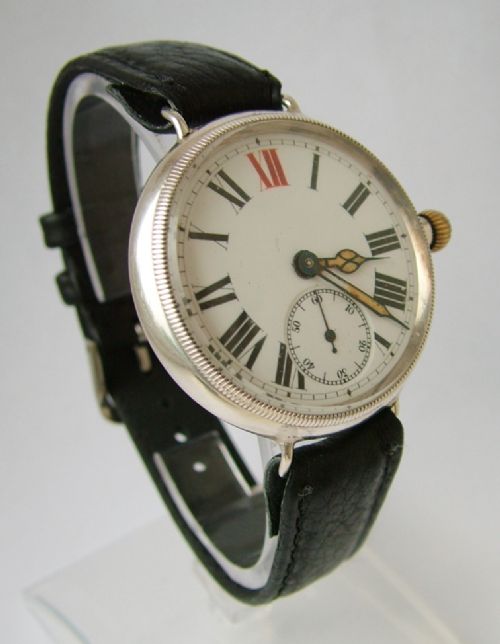 fig 1. Gents 1913 silver Borgel cased trench watch