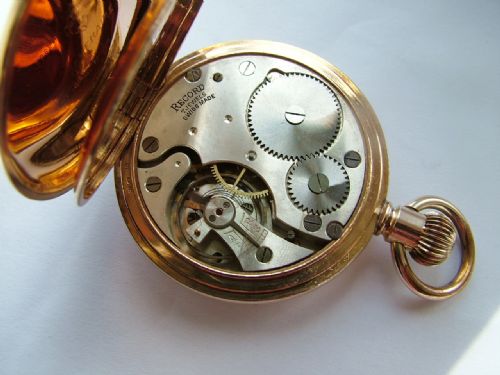 fig 1. Vintage 1920s Record gold plated pocket watch