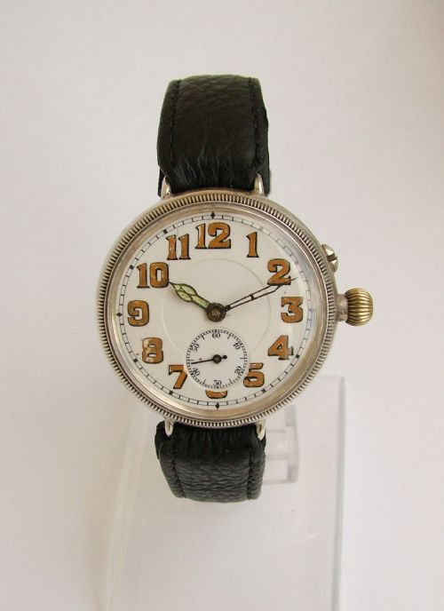 Vintage Ww1 Gents 1916 Silver Borgel Cased Trench Watch