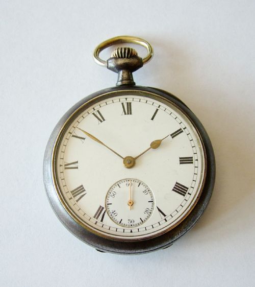 Antique 1912 Omega Gun Metal Pocket Watch