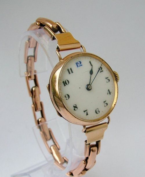 fig 1. Ladies vintage watch, 1917 9ct rose gold watch