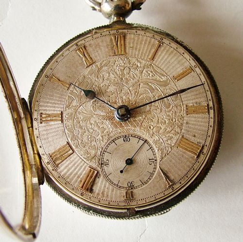 fig 1. Antique silver fusee pocket watch, London 1835