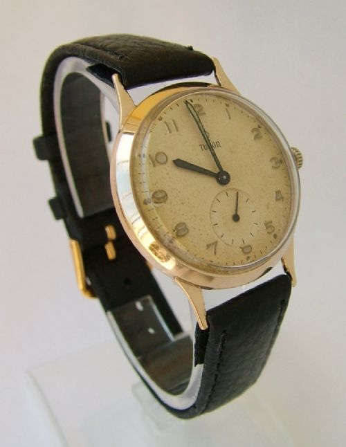 fig 1. Gents 9ct gold 1960 Tudor wrist watch, by Rolex