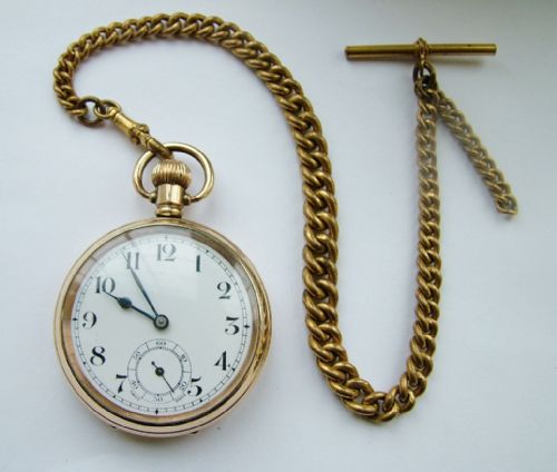 Vintage 1920s Swiss Pocket Watch & Chain