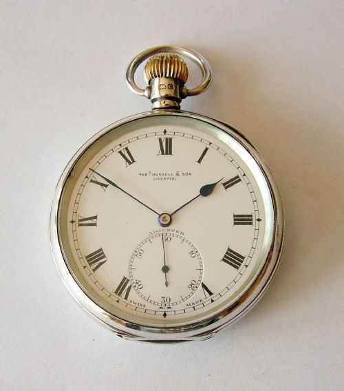 Vintage 1927 Silver Thomas Russell Pocket Watch